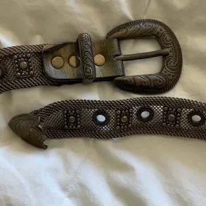 Awesome Vintage Sand Castle Metal Belt Awesome Vintage SAND CASTLE Mesh With Stones Copper Tone  main image 4